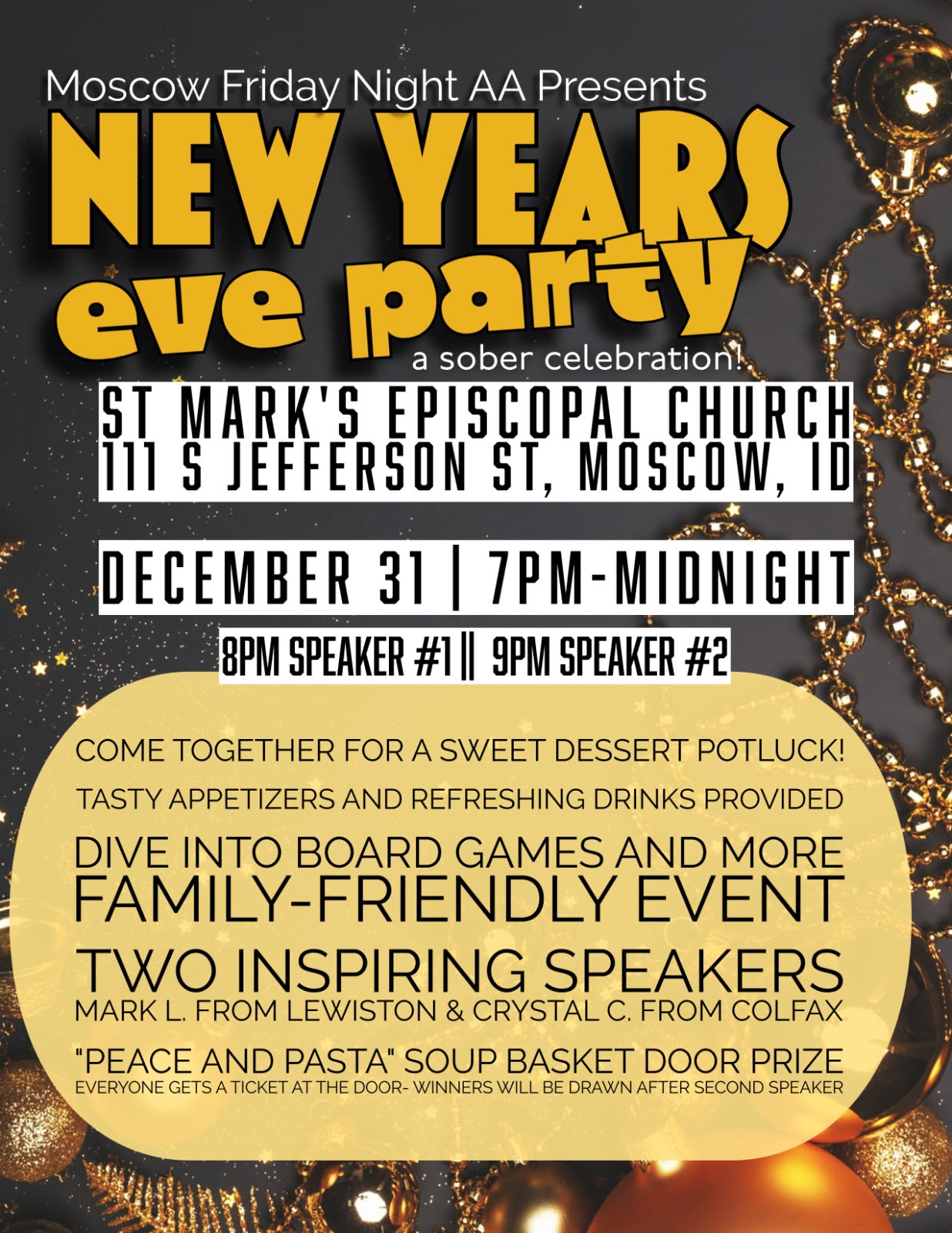ANNUAL NEW YEAR'S EVE PARTY IN MOSCOW @ St. Mark's Episcopal Church
